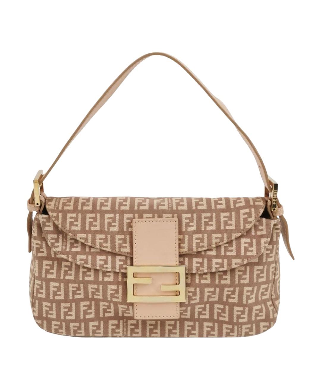 FENDI Бежевая тканевая сумка через плечо, фото 1