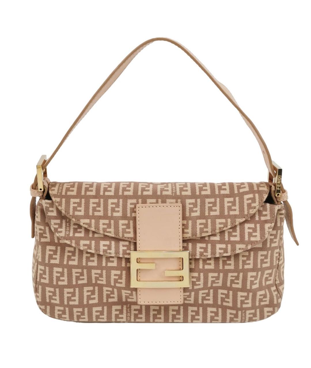 FENDI Бежевая тканевая сумка через плечо, фото 9