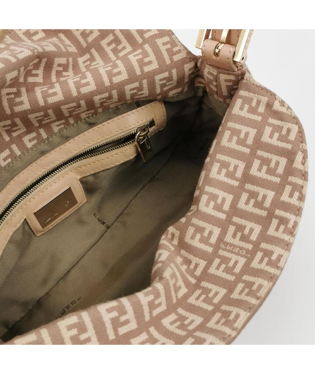 FENDI Бежевая тканевая сумка через плечо, фото 6