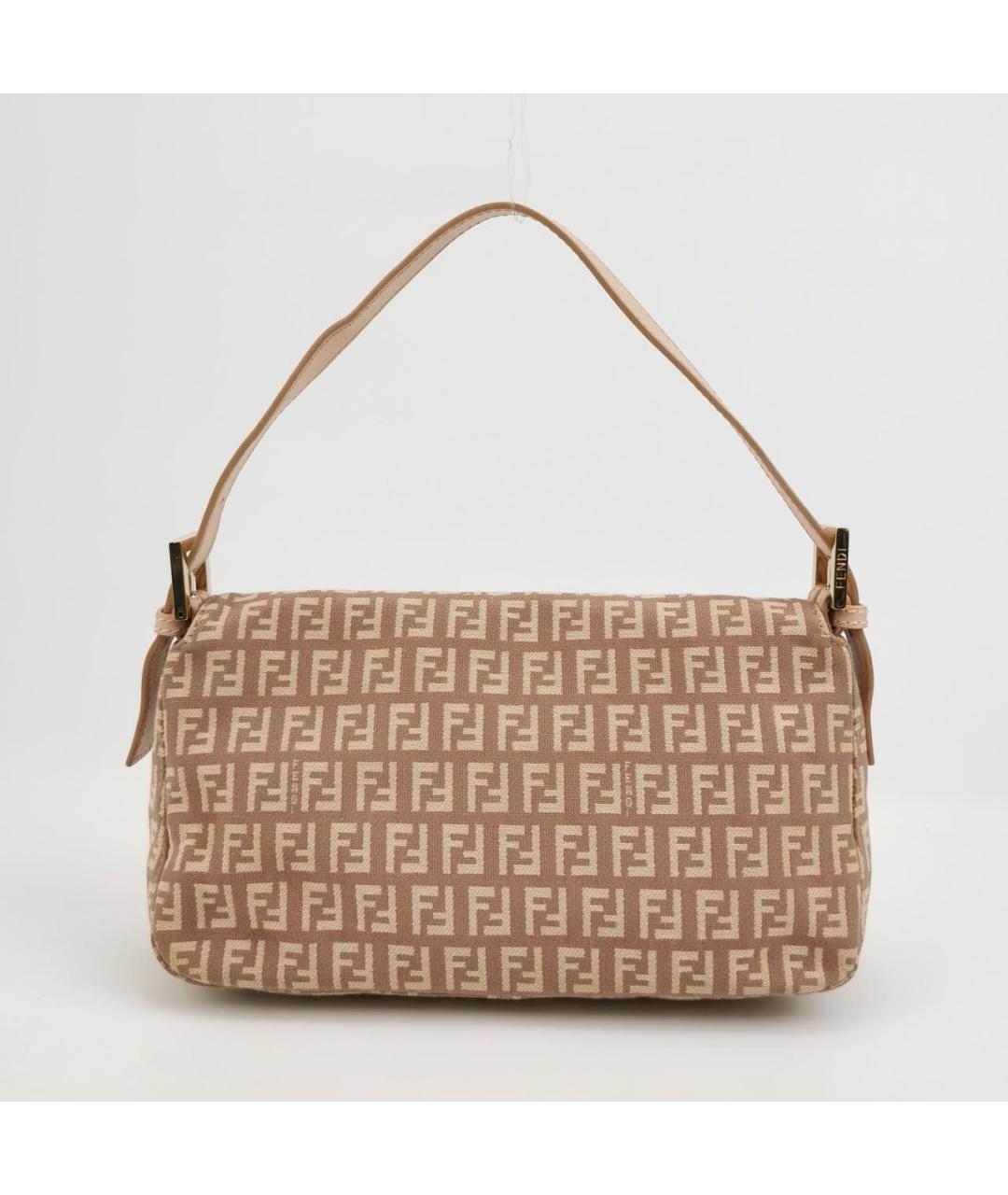 FENDI Бежевая тканевая сумка через плечо, фото 4