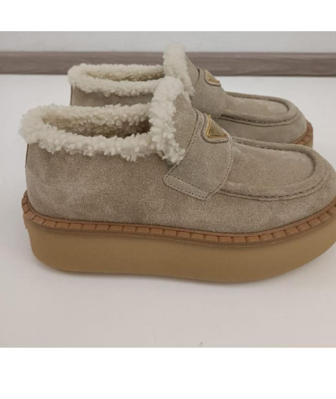 PRADA Бежевые замшевые ботинки, фото 5