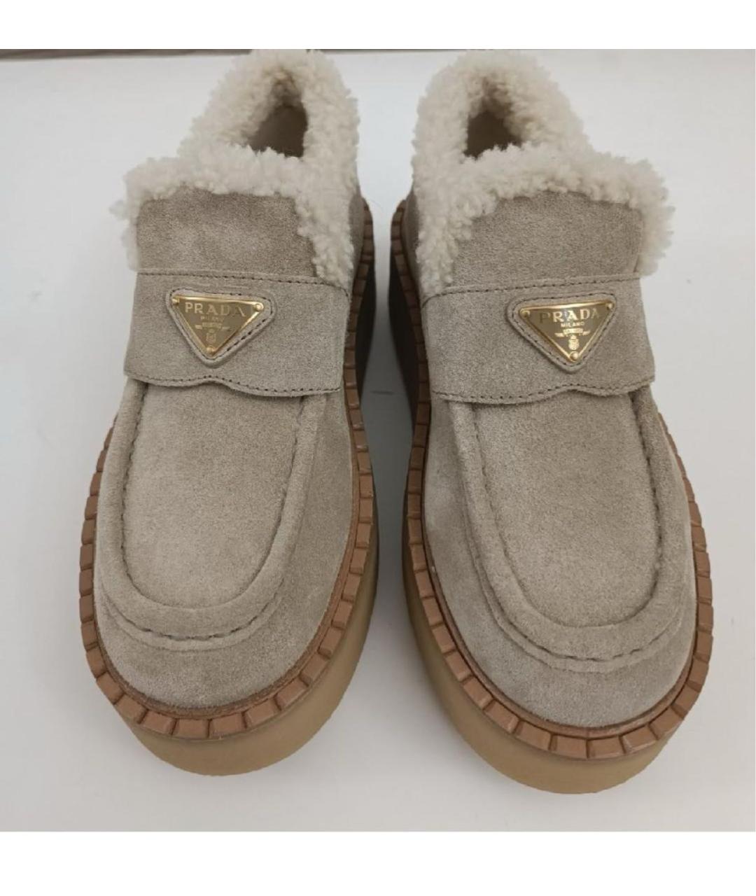 PRADA Бежевые замшевые ботинки, фото 2