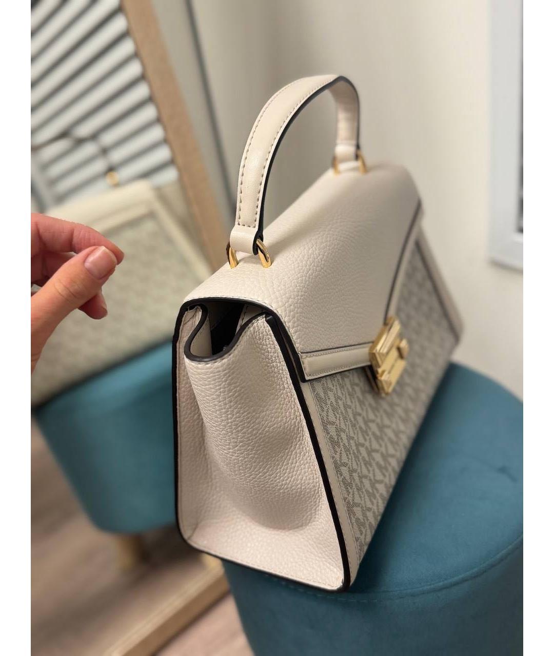 MICHAEL KORS Белая кожаная сумка с короткими ручками, фото 3