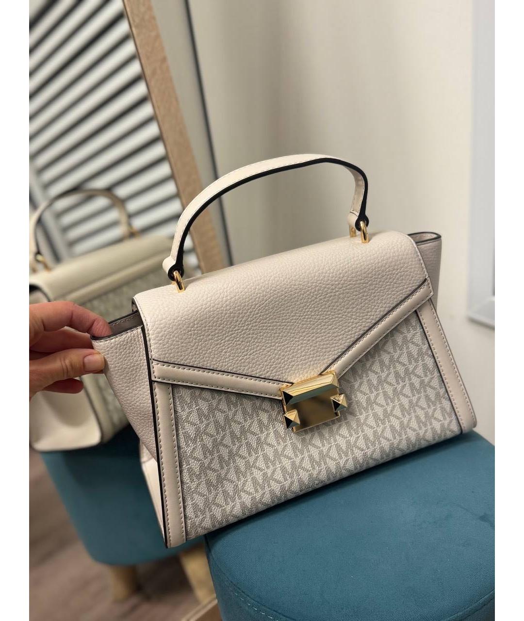 MICHAEL KORS Белая кожаная сумка с короткими ручками, фото 2