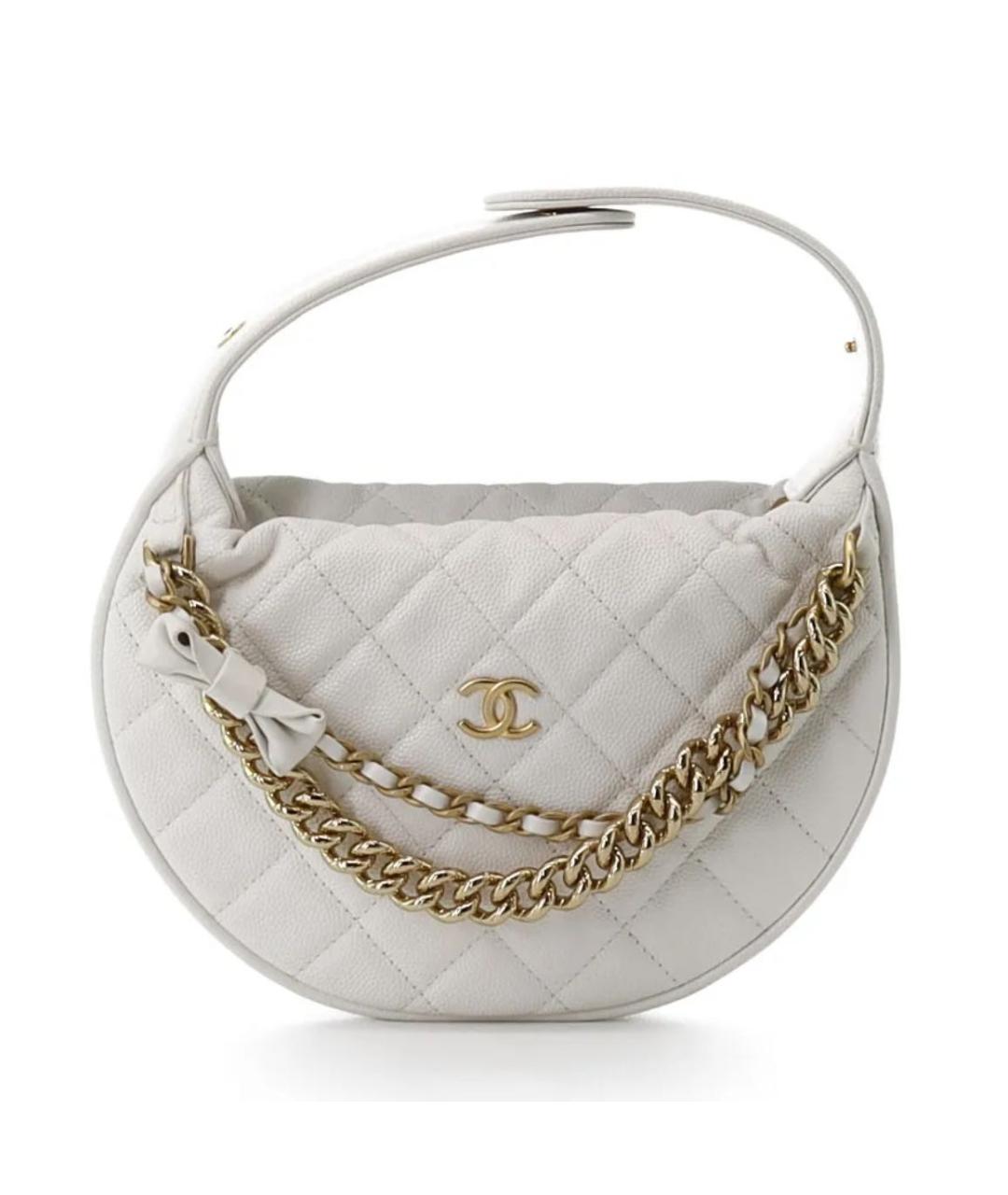 CHANEL Белая кожаная сумка с короткими ручками, фото 9