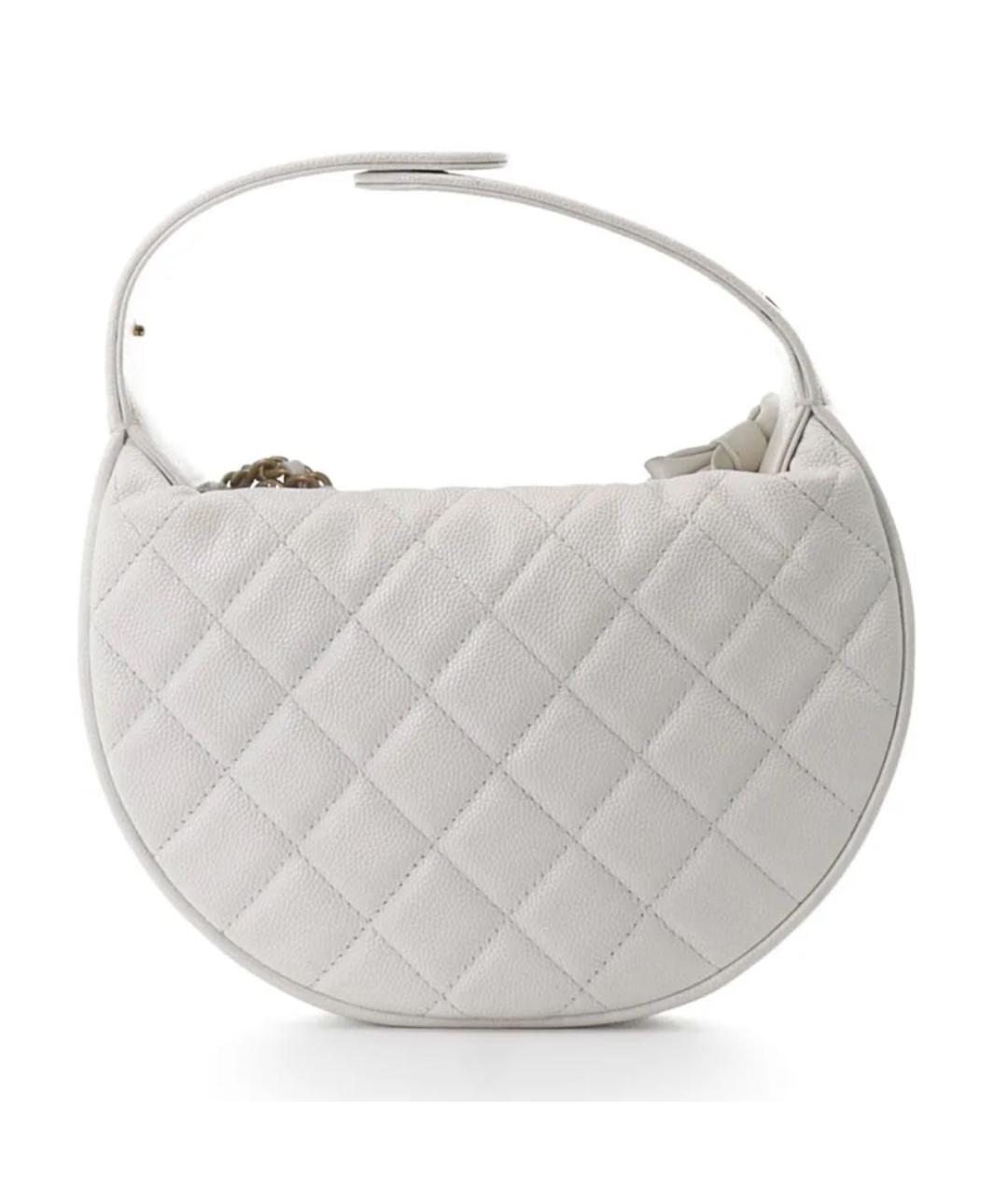 CHANEL Белая кожаная сумка с короткими ручками, фото 3
