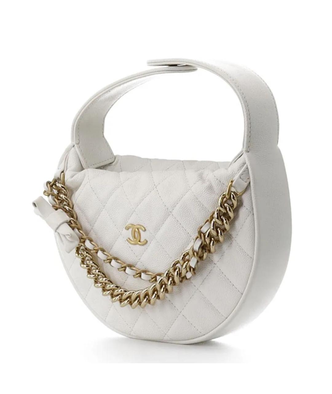 CHANEL Белая кожаная сумка с короткими ручками, фото 2