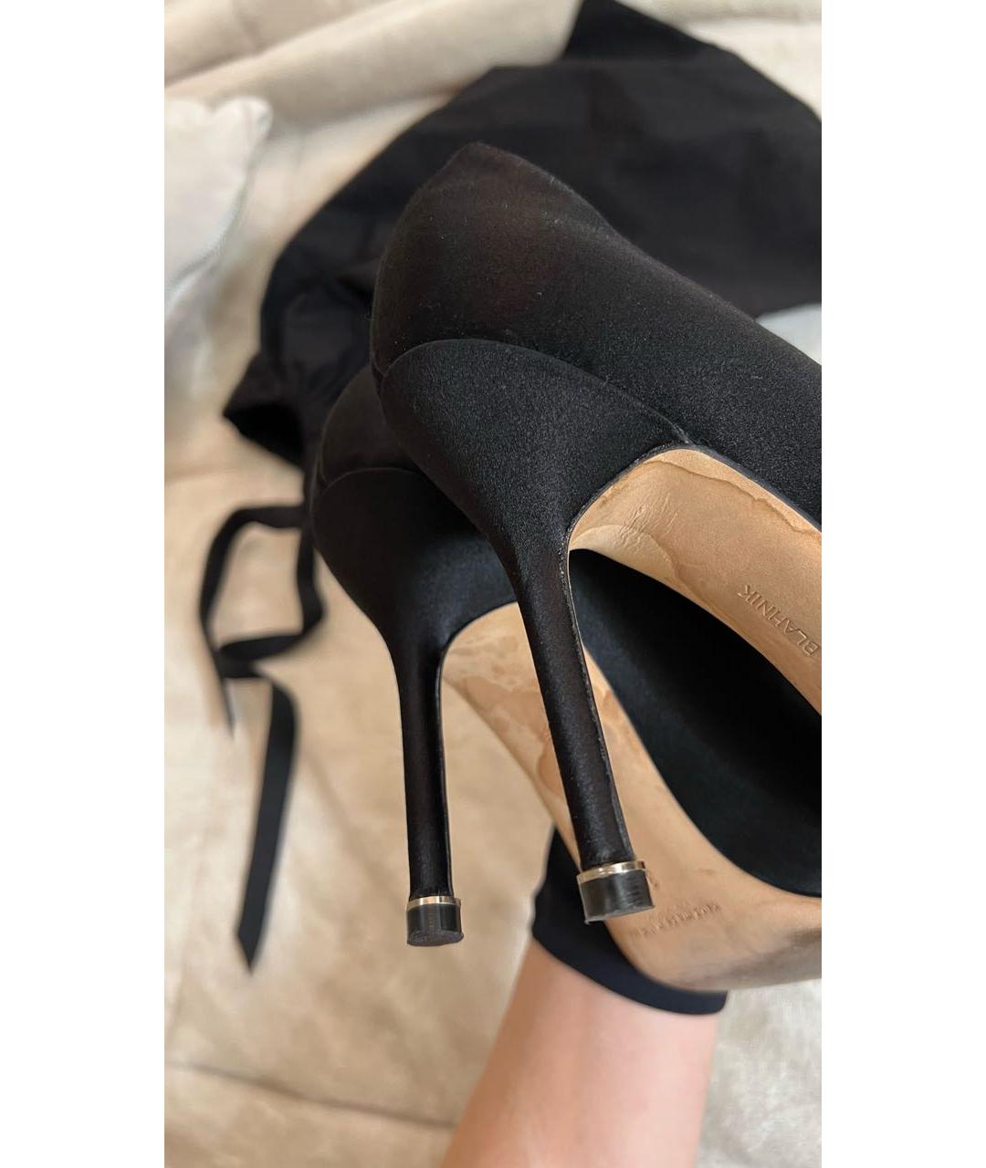 MANOLO BLAHNIK Черные текстильные туфли, фото 5