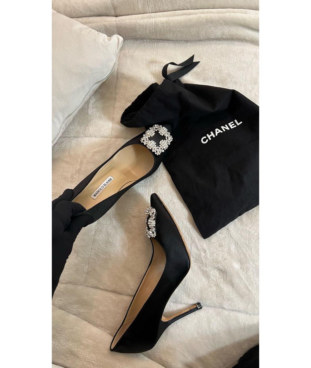 MANOLO BLAHNIK Черные текстильные туфли, фото 9