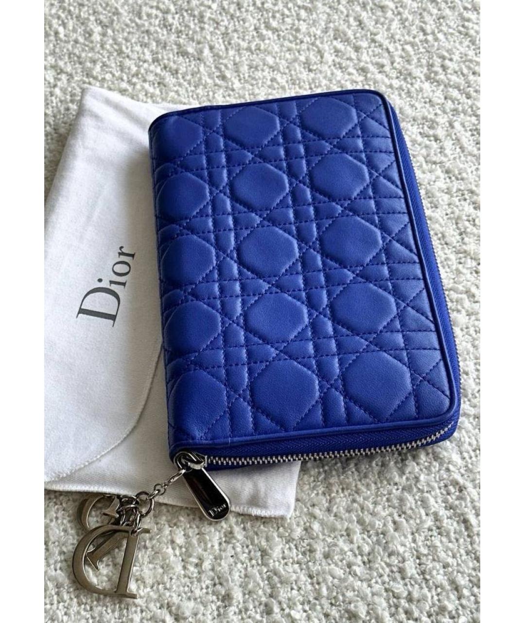 CHRISTIAN DIOR Синий кожаный кошелек, фото 2