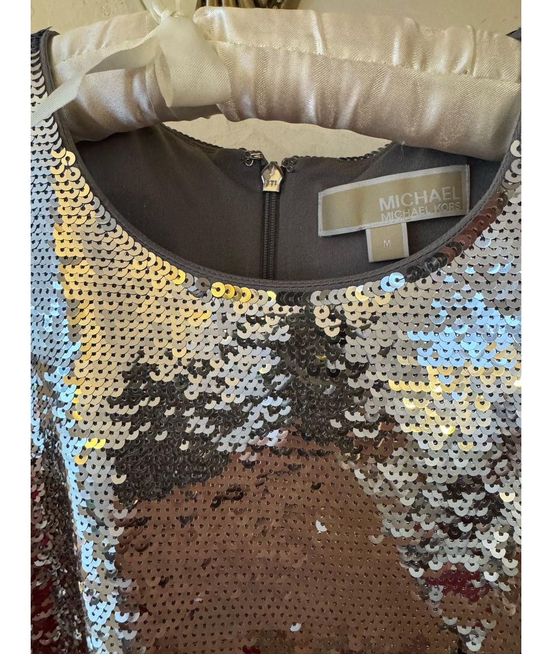 MICHAEL KORS Серебряное полиэстеровое вечернее платье, фото 3