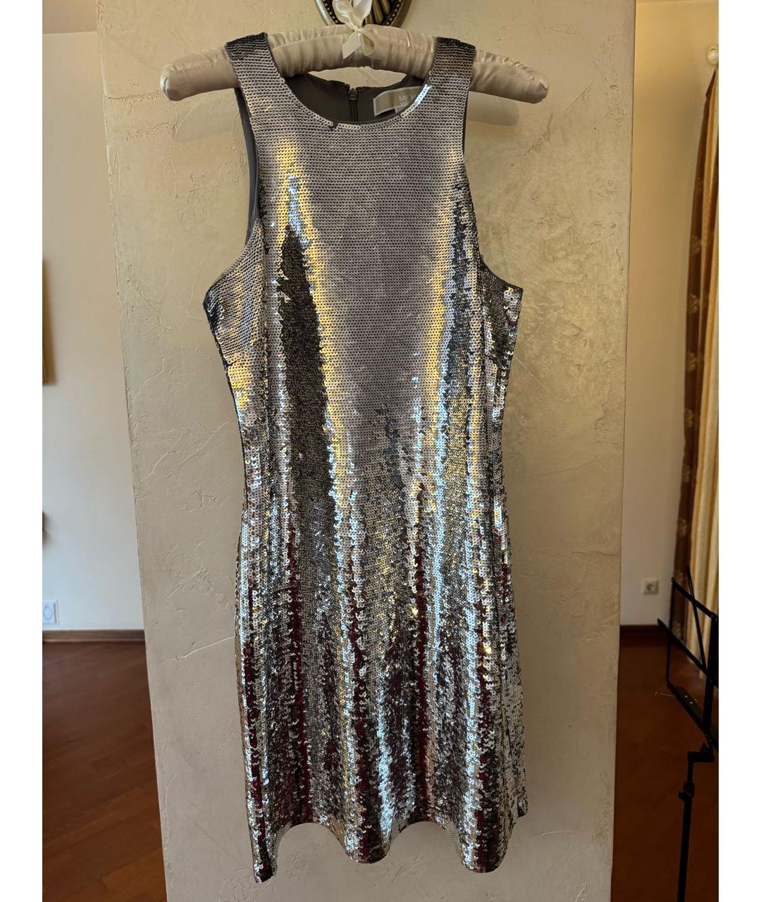 MICHAEL KORS Серебряное полиэстеровое вечернее платье, фото 5