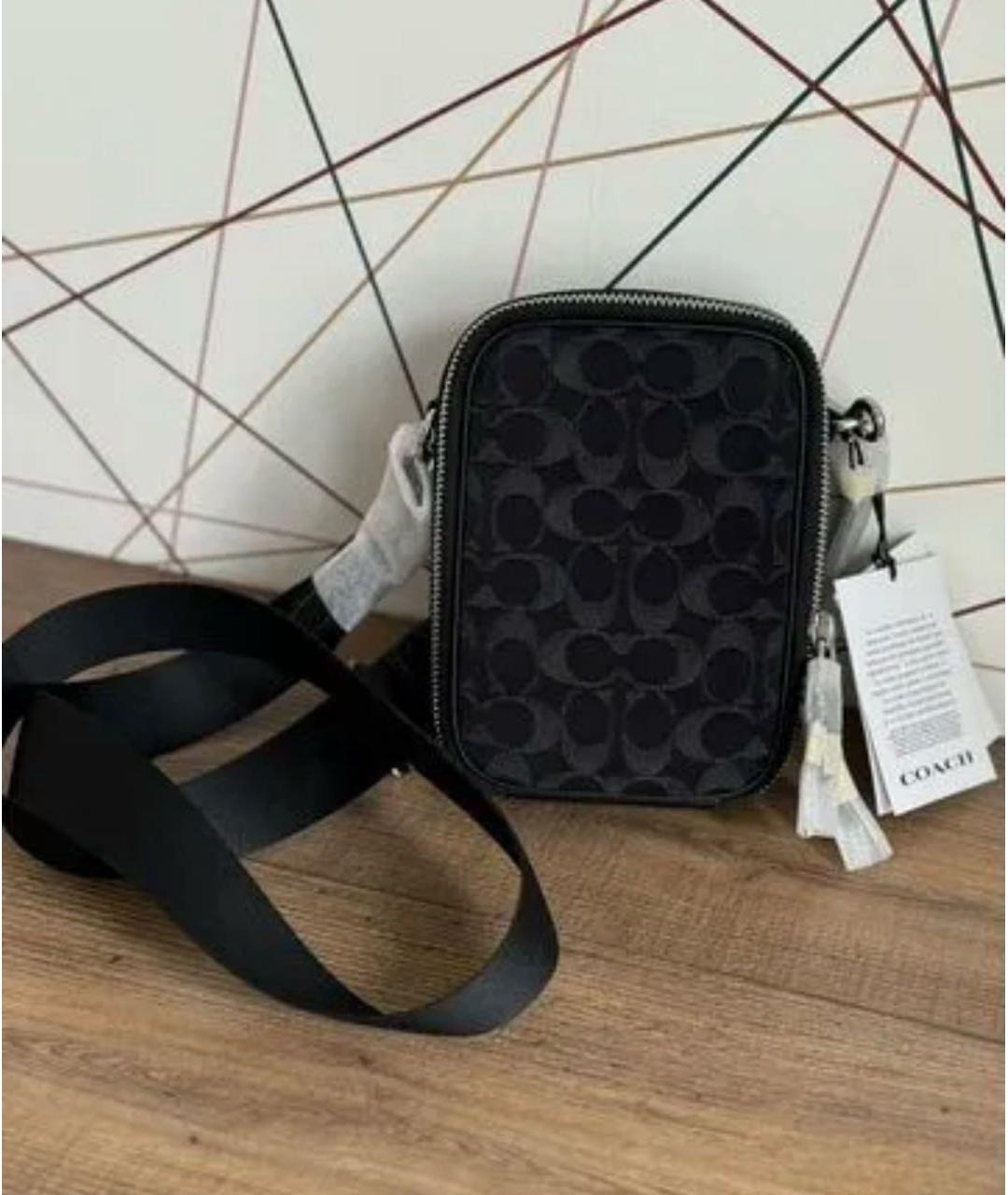 COACH Черная кожаная барсетка, фото 6