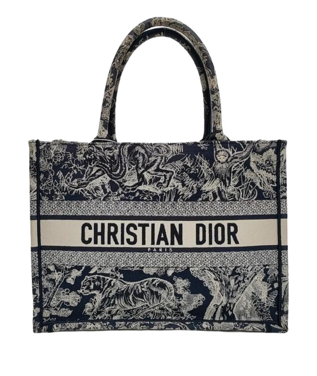 CHRISTIAN DIOR Синяя жаккардовая сумка с короткими ручками, фото 1