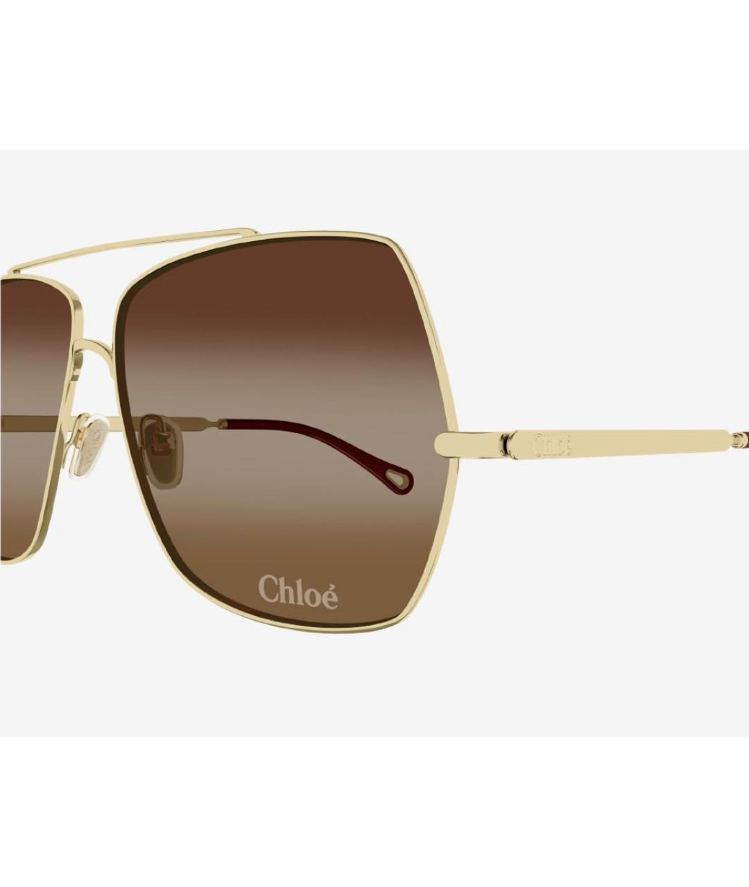 CHLOE Коричневые металлические солнцезащитные очки, фото 3