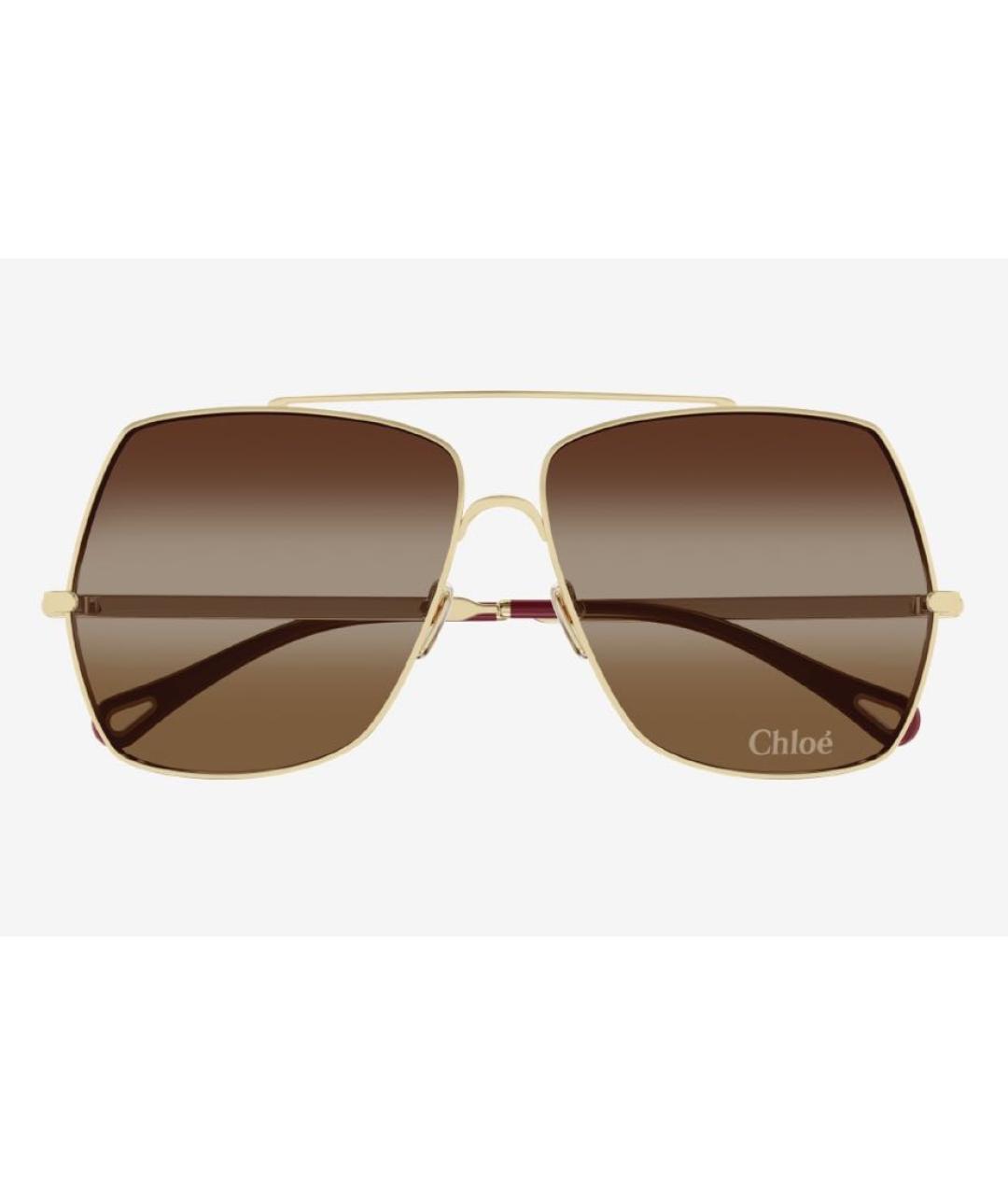 CHLOE Коричневые металлические солнцезащитные очки, фото 2