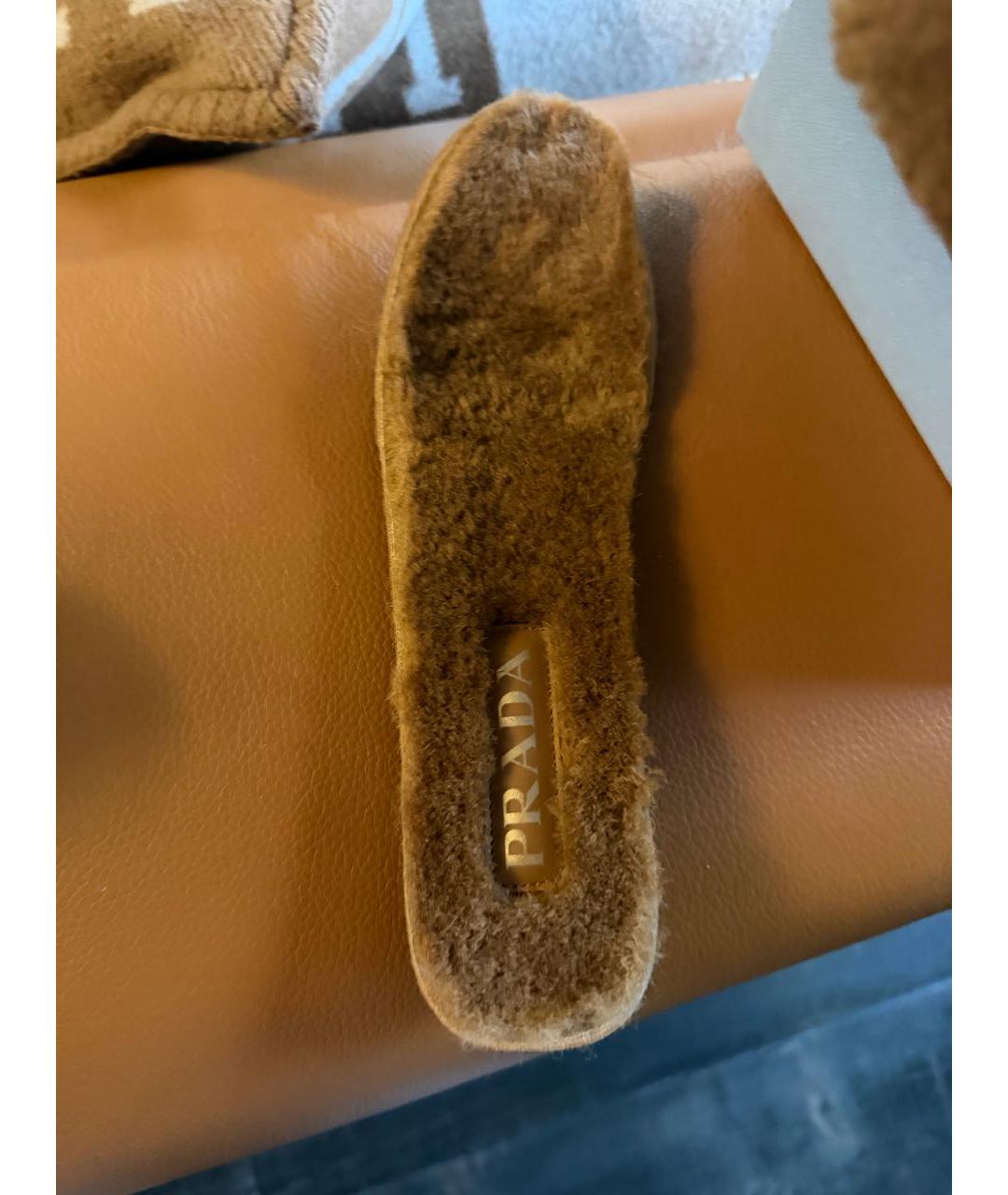 PRADA Коричневые текстильные лоферы, фото 8