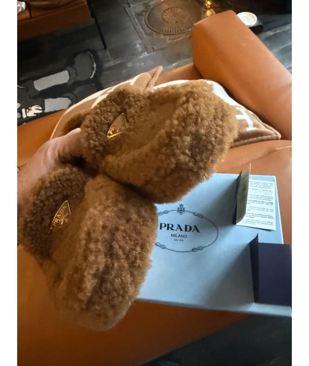 PRADA Коричневые текстильные лоферы, фото 5