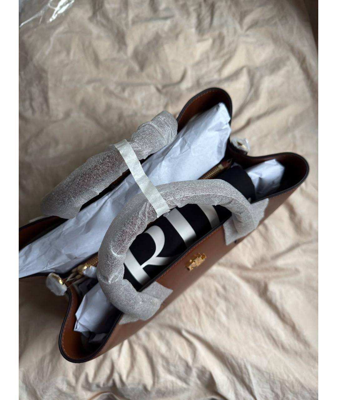 RALPH LAUREN Коричневая кожаная сумка тоут, фото 7