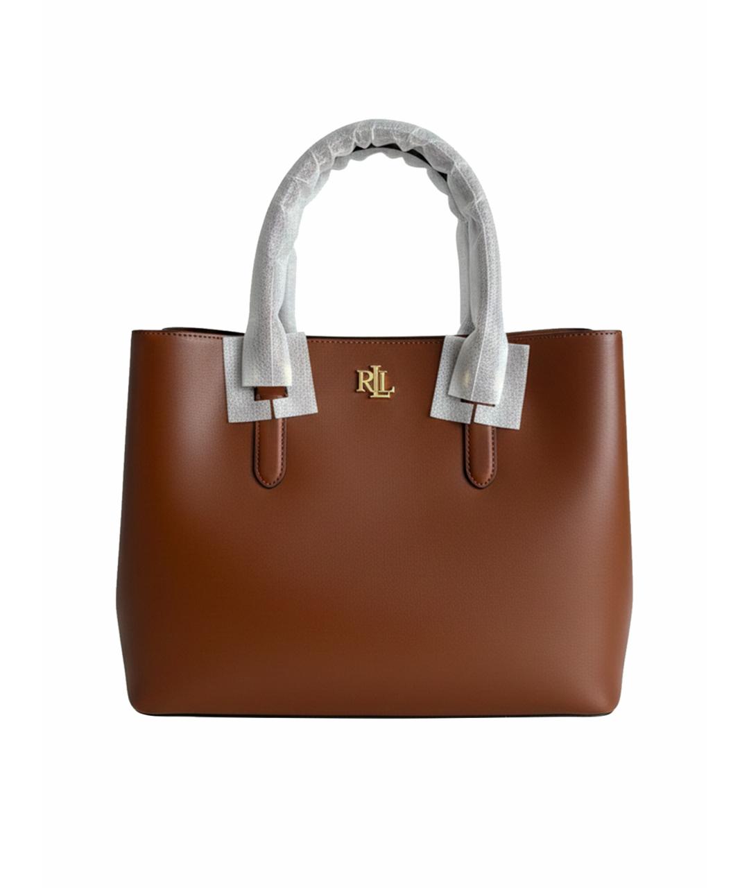 RALPH LAUREN Коричневая кожаная сумка тоут, фото 1