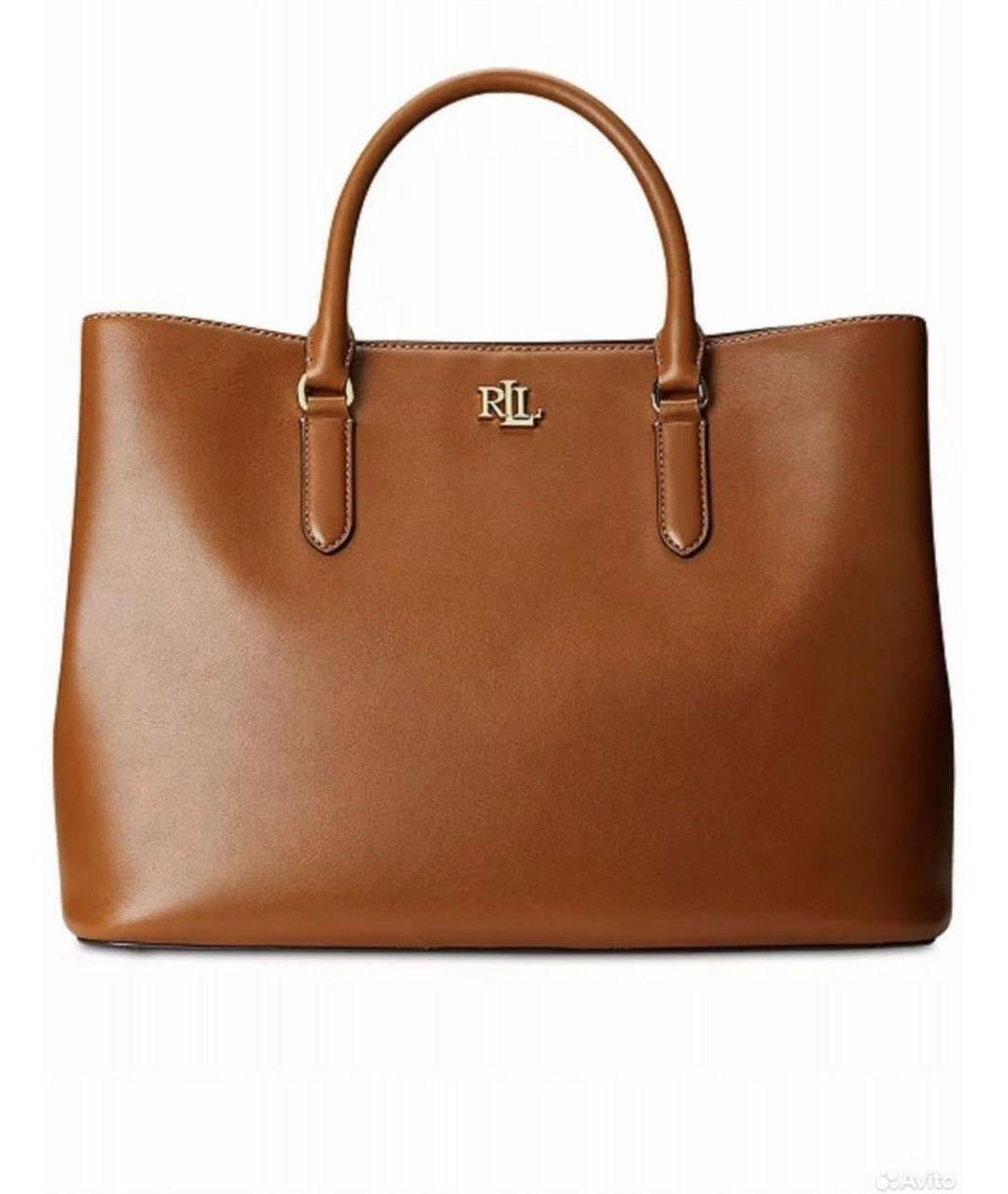 RALPH LAUREN Коричневая кожаная сумка тоут, фото 7