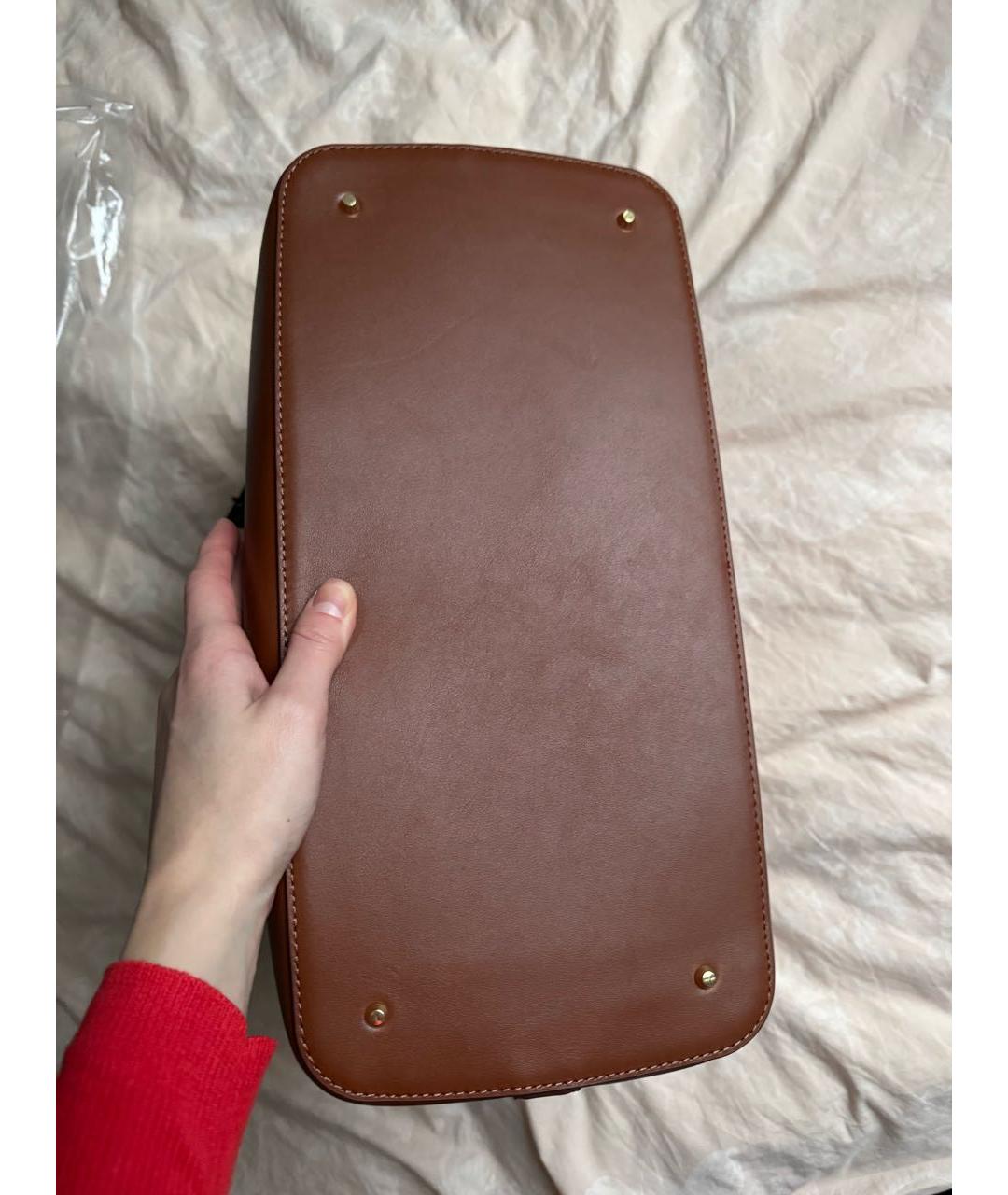 RALPH LAUREN Коричневая кожаная сумка тоут, фото 6