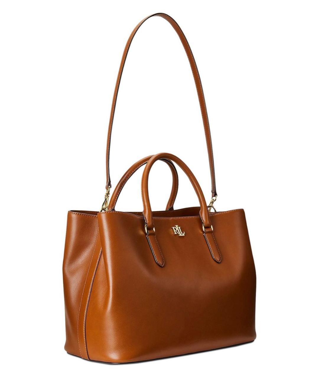 RALPH LAUREN Коричневая кожаная сумка тоут, фото 8