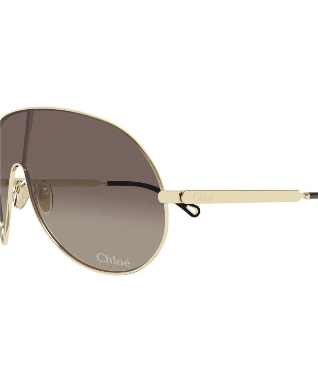 CHLOE Коричневые металлические солнцезащитные очки, фото 2