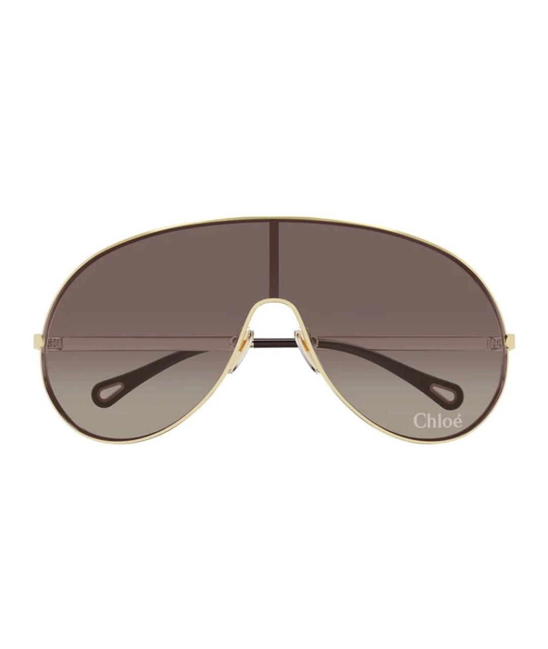 CHLOE Коричневые металлические солнцезащитные очки, фото 1