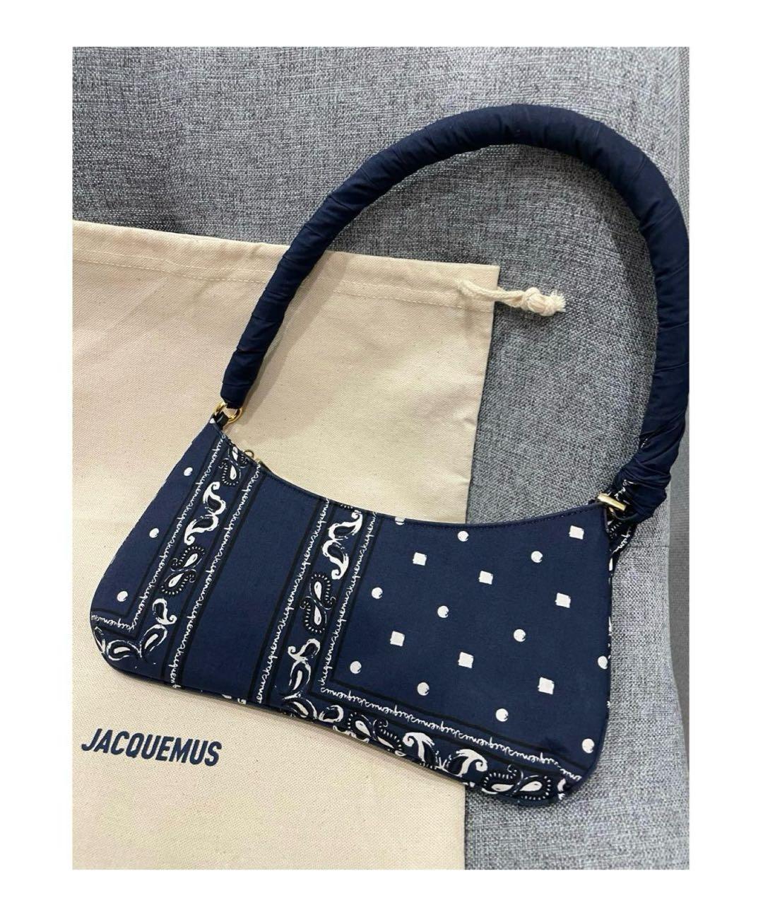 JACQUEMUS Темно-синяя хлопковая сумка с короткими ручками, фото 3