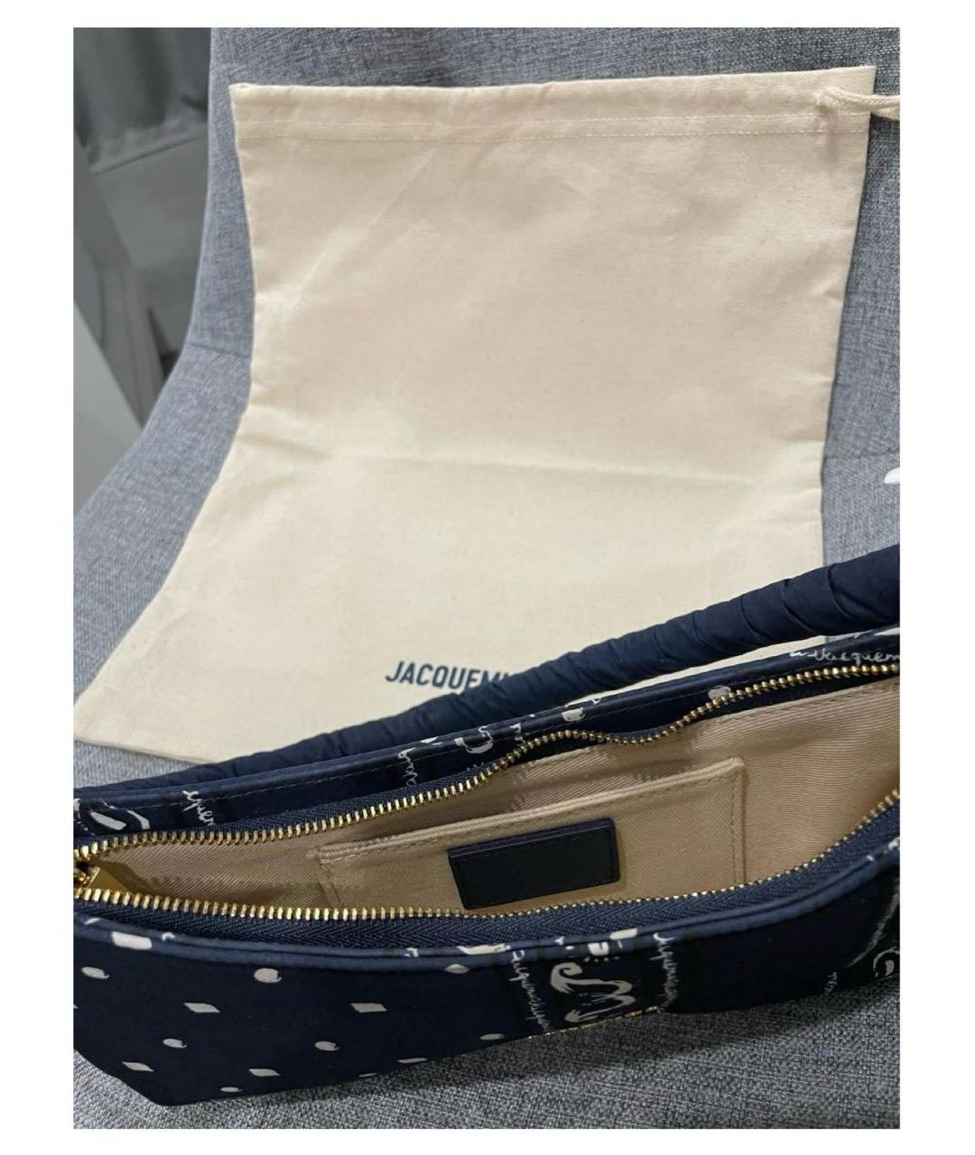 JACQUEMUS Темно-синяя хлопковая сумка с короткими ручками, фото 4