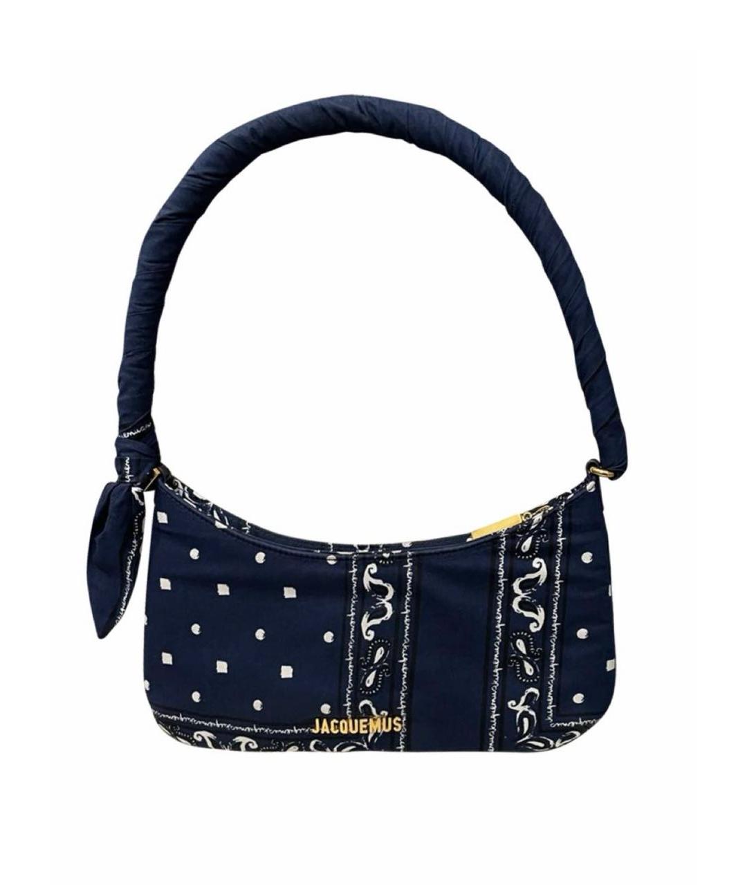 JACQUEMUS Темно-синяя хлопковая сумка с короткими ручками, фото 1