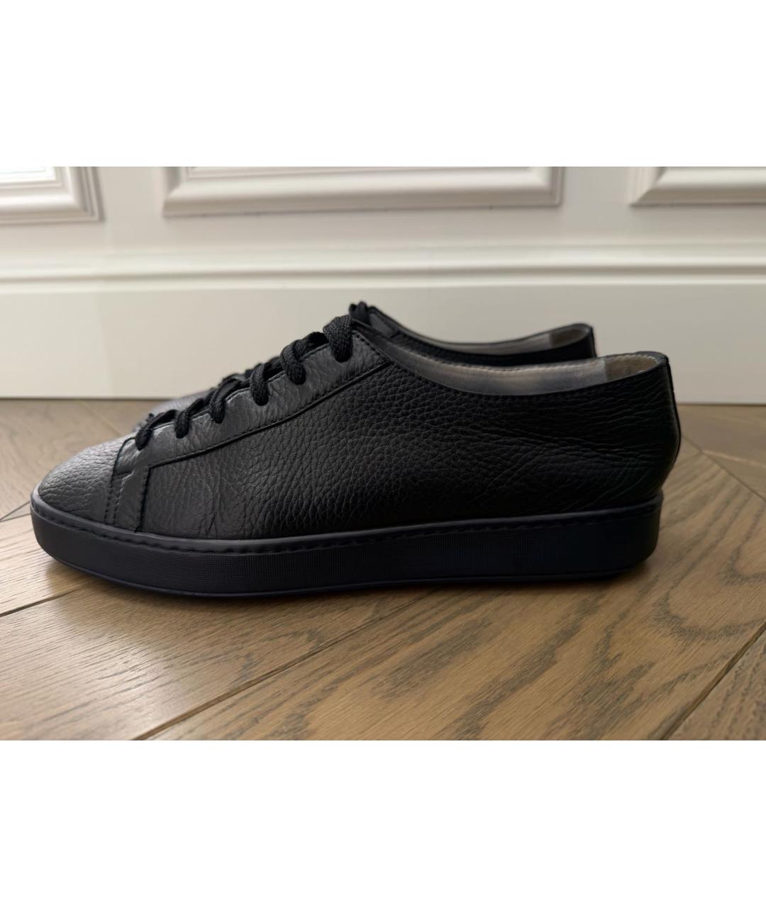 SANTONI Темно-синие кожаные низкие кроссовки / кеды, фото 7