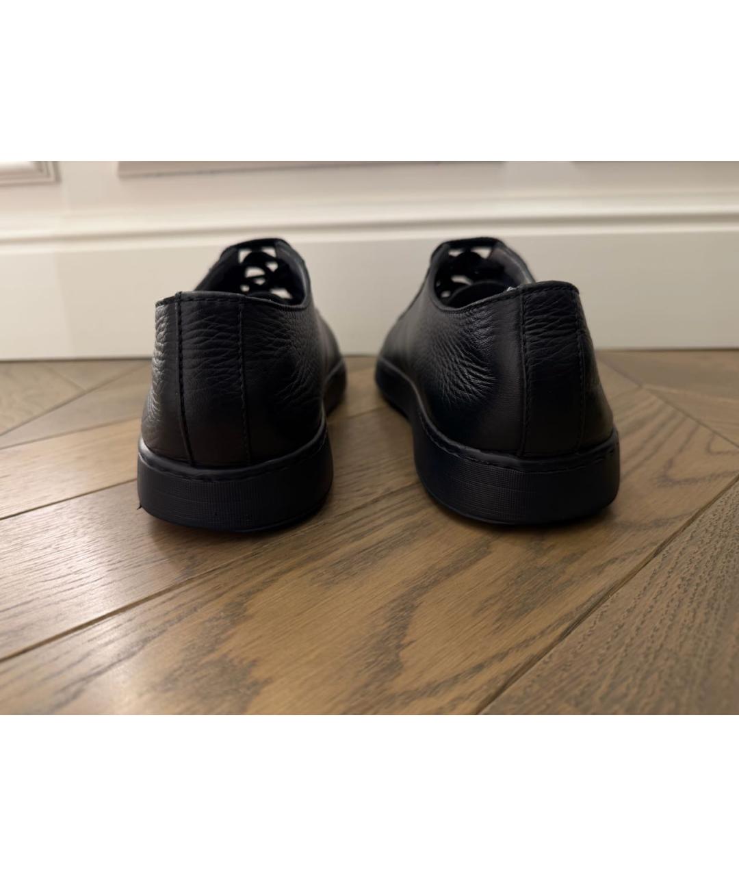 SANTONI Темно-синие кожаные низкие кроссовки / кеды, фото 4