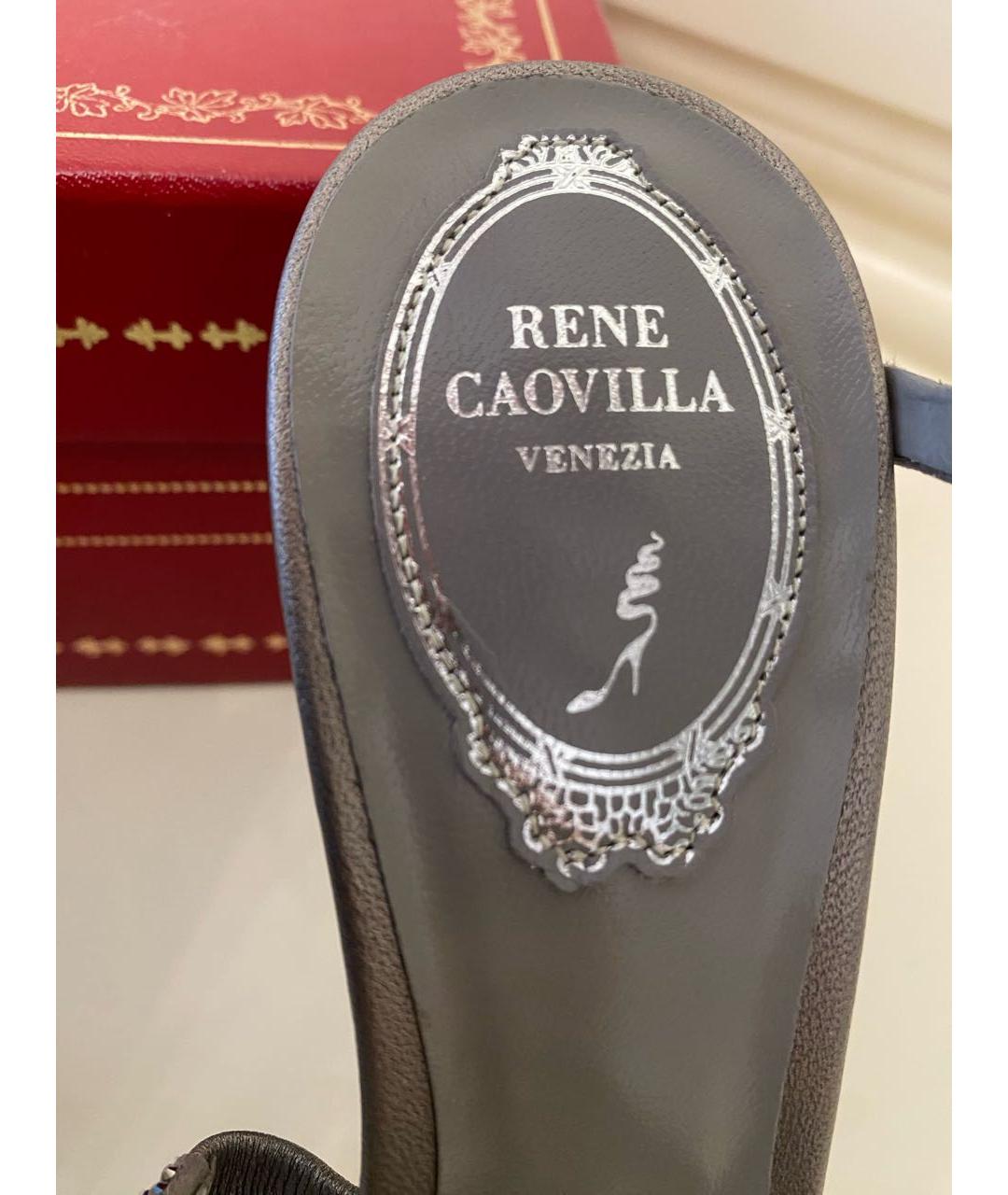 RENE CAOVILLA Серебряные кожаные босоножки, фото 4