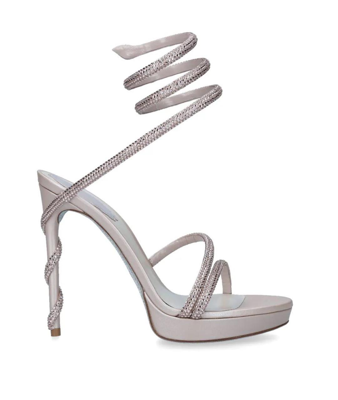 RENE CAOVILLA Серебряные кожаные босоножки, фото 1