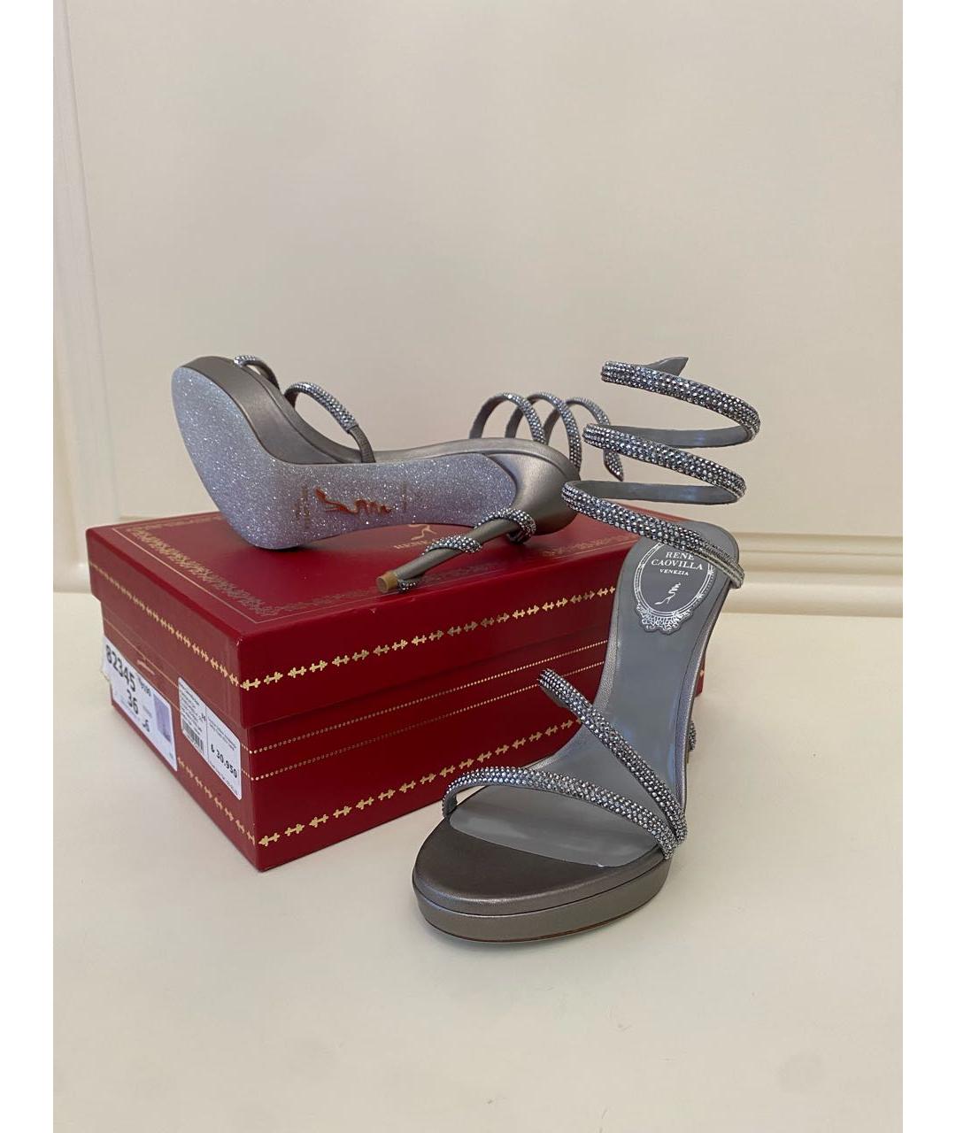 RENE CAOVILLA Серебряные кожаные босоножки, фото 6