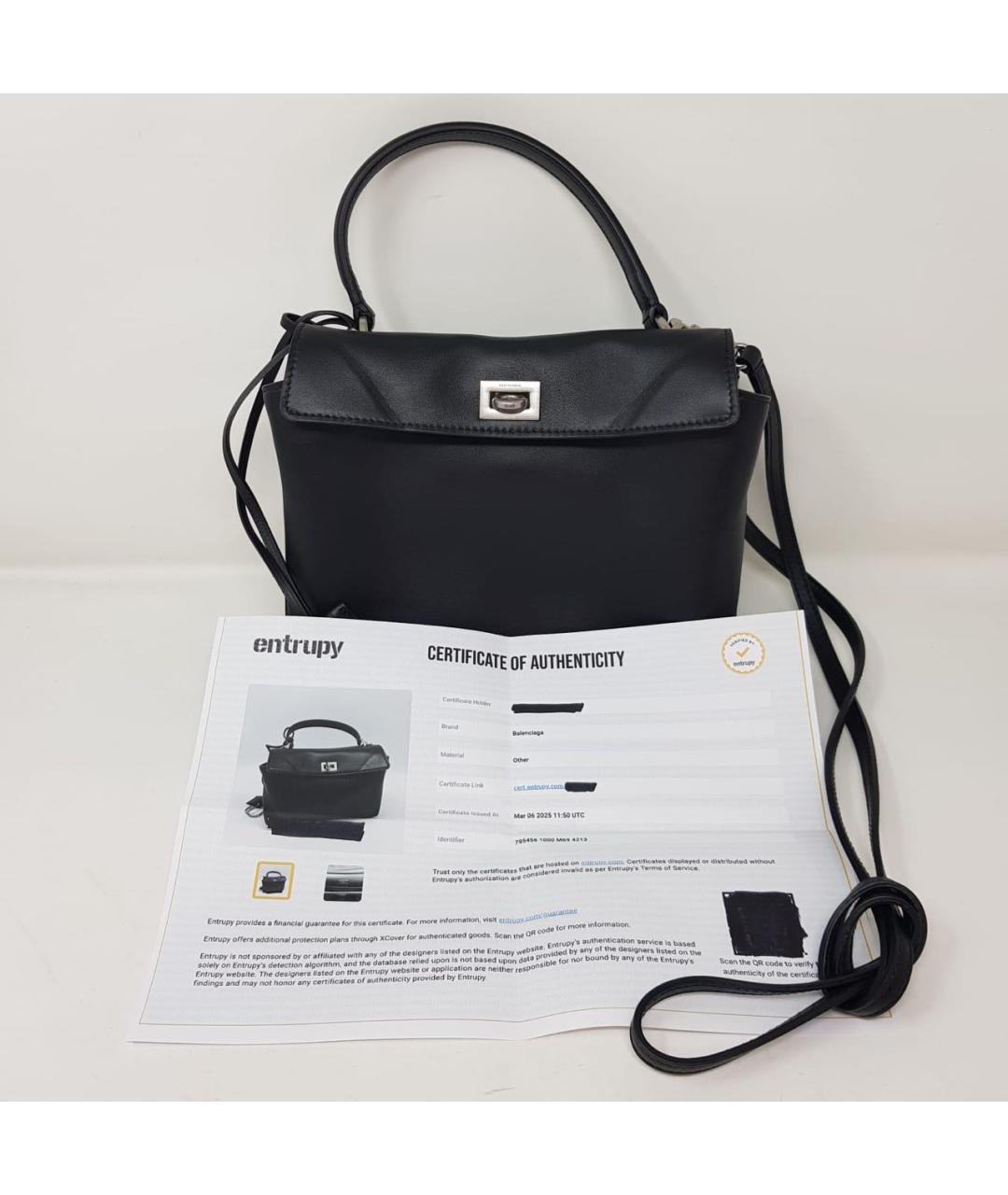 BALENCIAGA Черная кожаная сумка с короткими ручками, фото 5