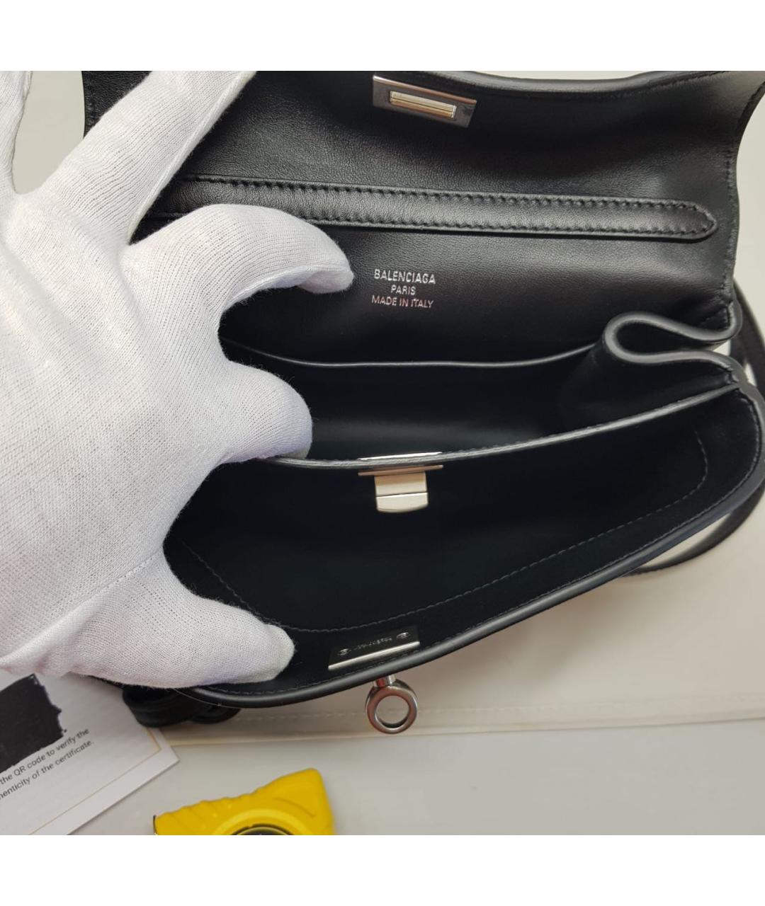 BALENCIAGA Черная кожаная сумка с короткими ручками, фото 4