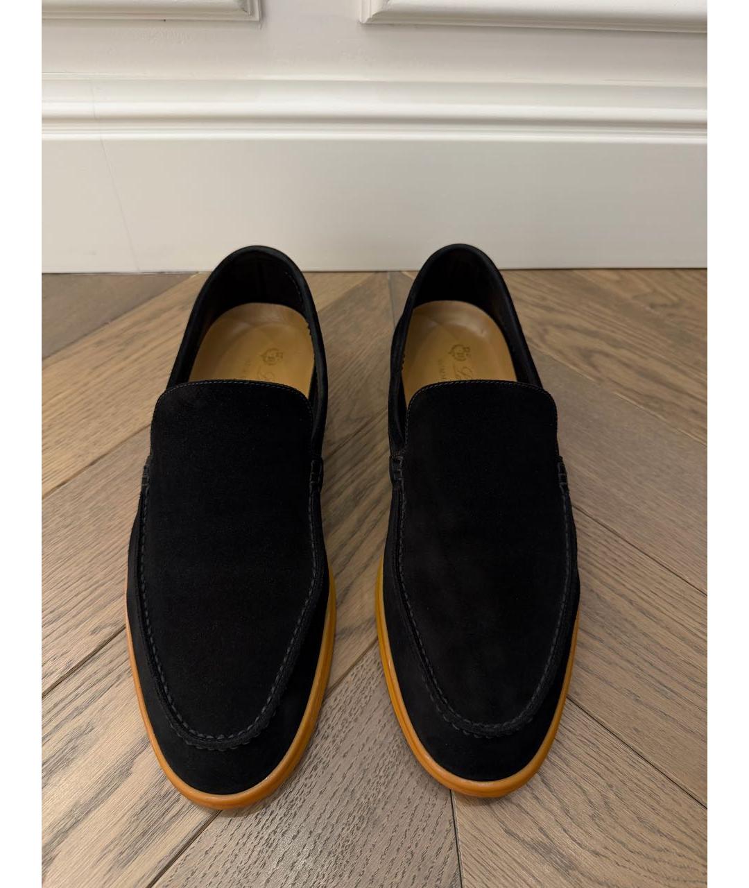 LORO PIANA Черные замшевые лоферы, фото 2