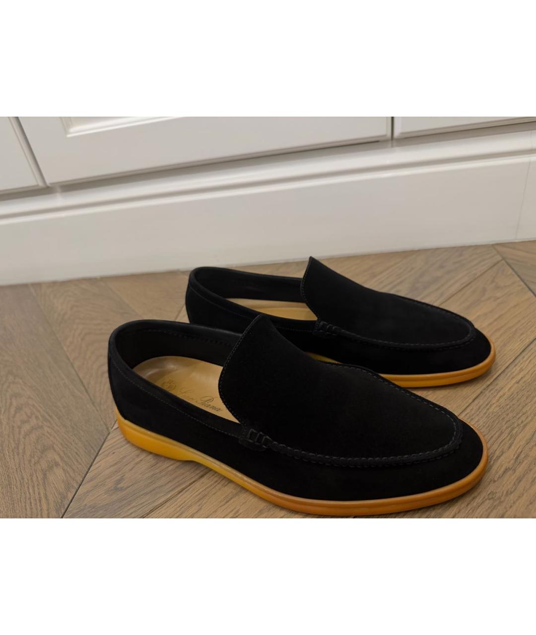 LORO PIANA Черные замшевые лоферы, фото 6