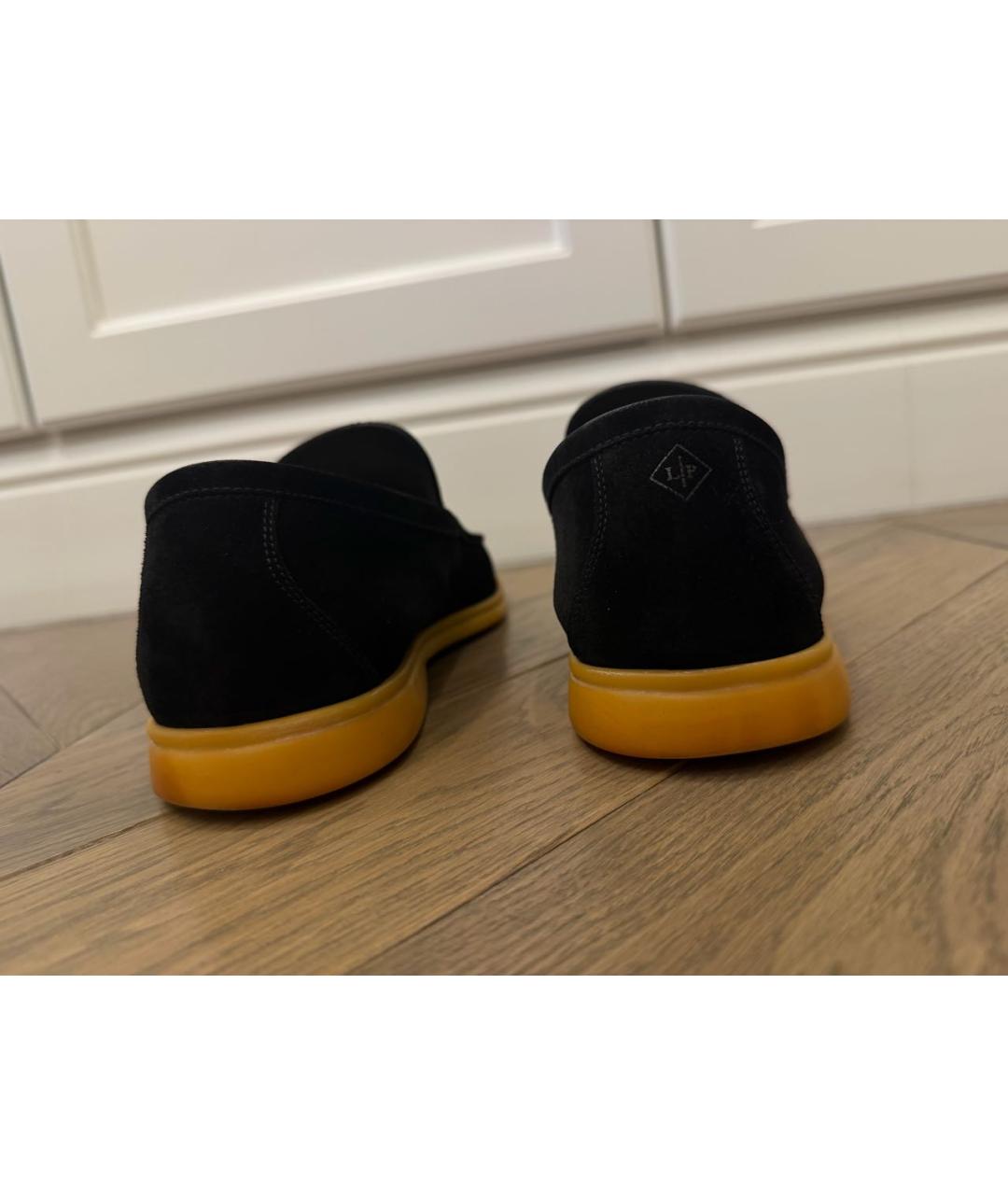 LORO PIANA Черные замшевые лоферы, фото 3