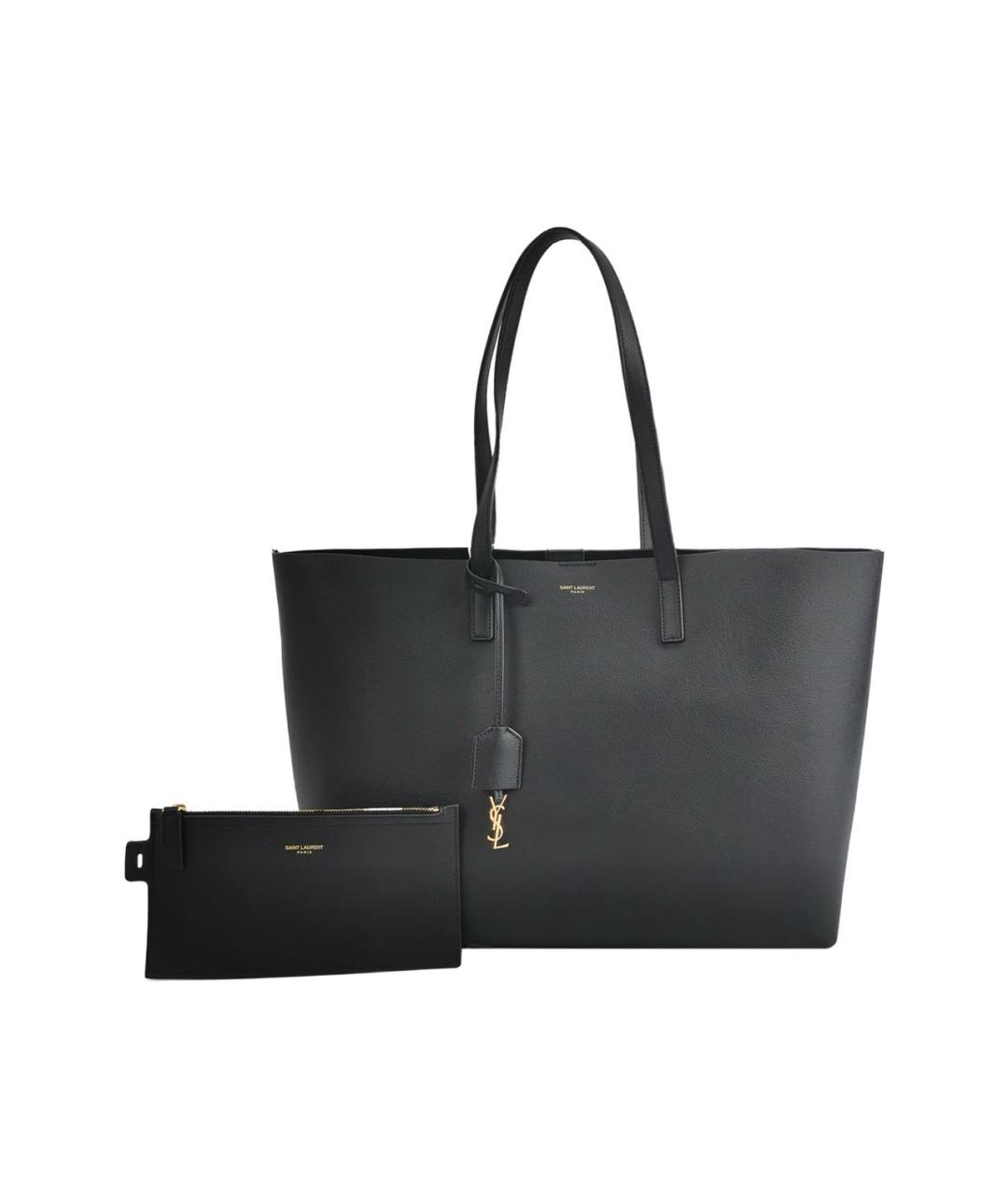 SAINT LAURENT Черная кожаная сумка с короткими ручками, фото 9