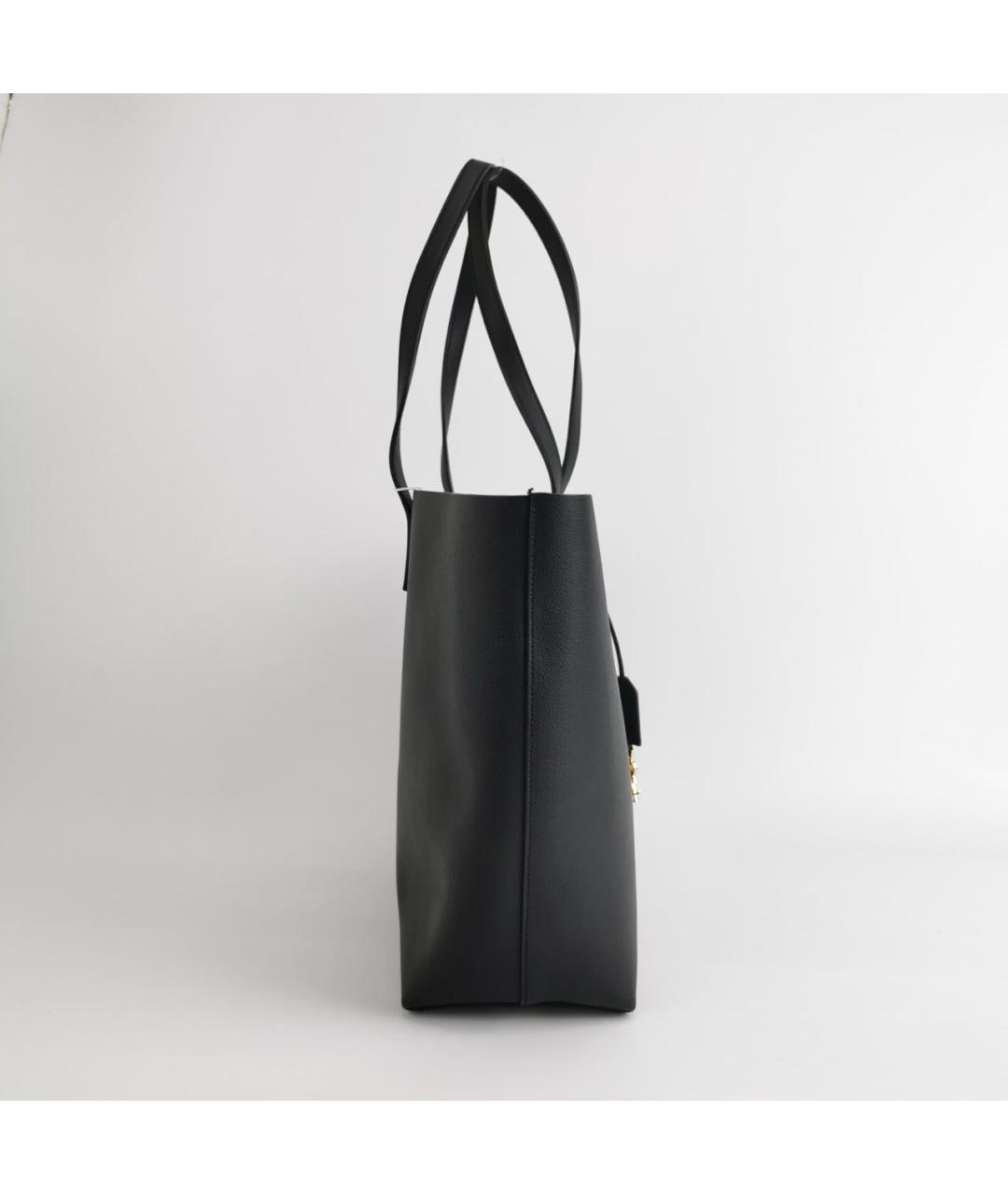 SAINT LAURENT Черная кожаная сумка с короткими ручками, фото 3