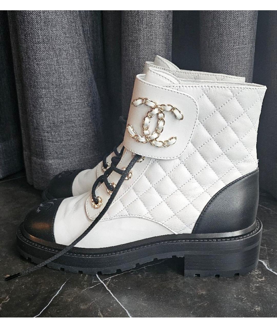 CHANEL Белые кожаные ботинки, фото 10