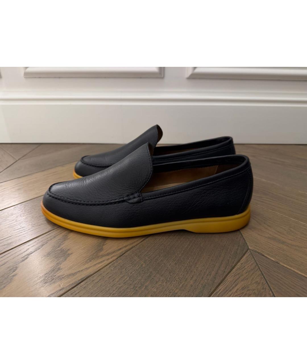 LORO PIANA Темно-синие кожаные лоферы, фото 6