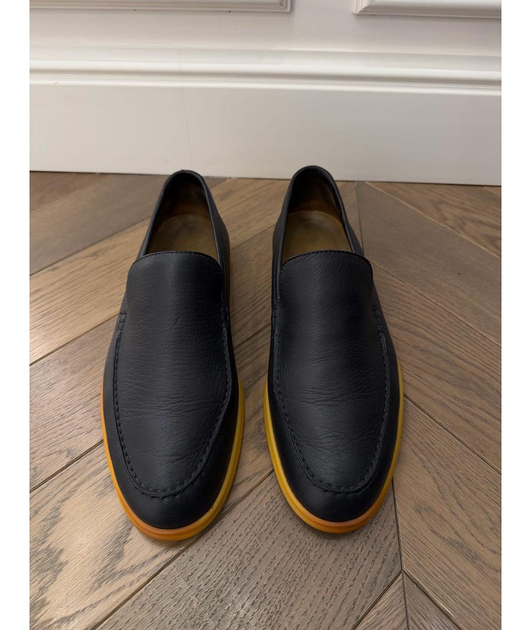 LORO PIANA Темно-синие кожаные лоферы, фото 2