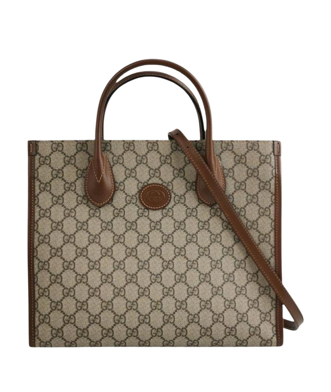 GUCCI Коричневая кожаная сумка с короткими ручками, фото 1