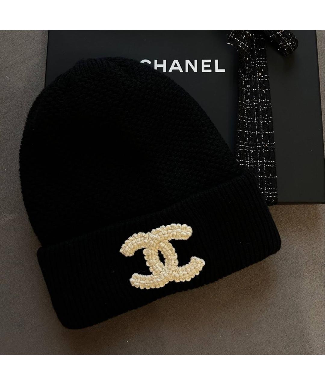 CHANEL Черная кашемировая шапка, фото 4