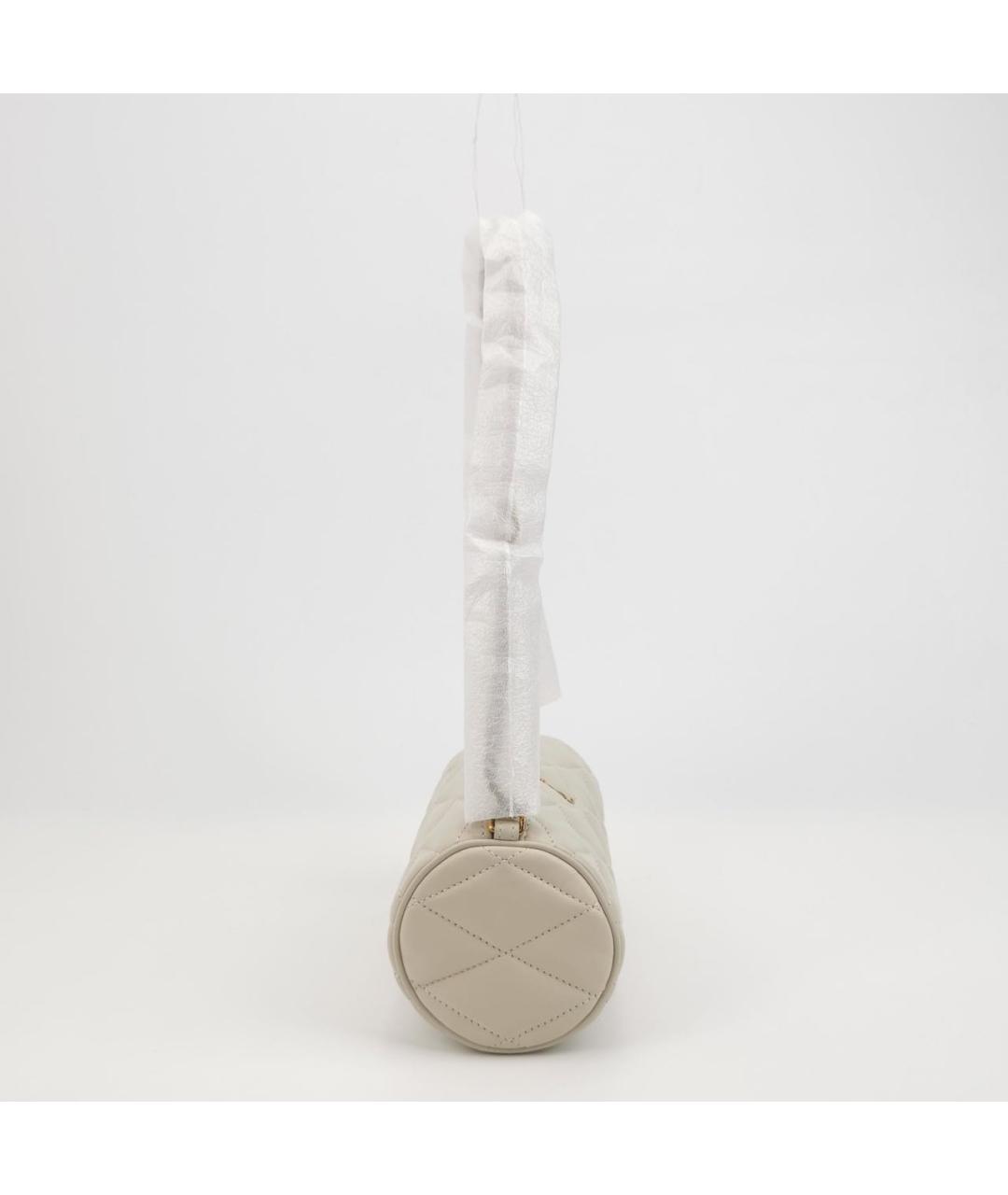 SAINT LAURENT Бежевая кожаная сумка с короткими ручками, фото 3